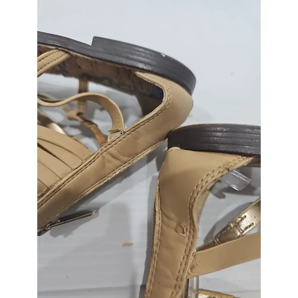 Sam Edelman "Glenda" Gladiator Sandal - Women's Size 6.5M Beige Tan Flats - Picture 7 of 9